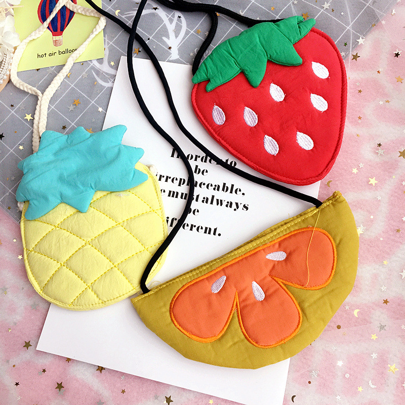Kinderen Meisje Kids Portemonnee Tas Zwervers Mini Kleine Leuke Katoenen Stof Vruchten Citroen Aardbei Koreaanse Accessoires