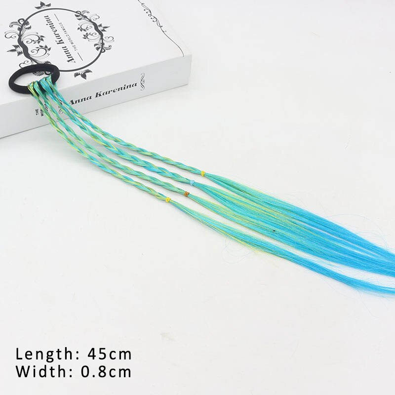 1Pcs Kleurrijke Paardenstaart Haar Ornament Gradiënt Kleur Diy Gevlochten Haar Clips Elastische Haarspelden Haarbanden Mode Haaraccessoires Pruik: blue green