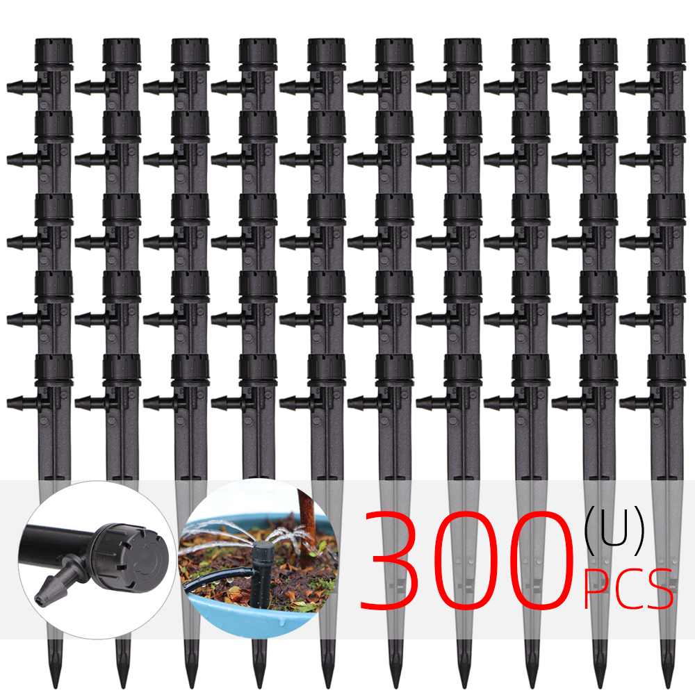 Drip Irrigation System 1/4" Hose 180 Degree Adjustable Sprinkler Kit 4-Way Garden Watering Inserting Ground Micro Flow Dripper: U