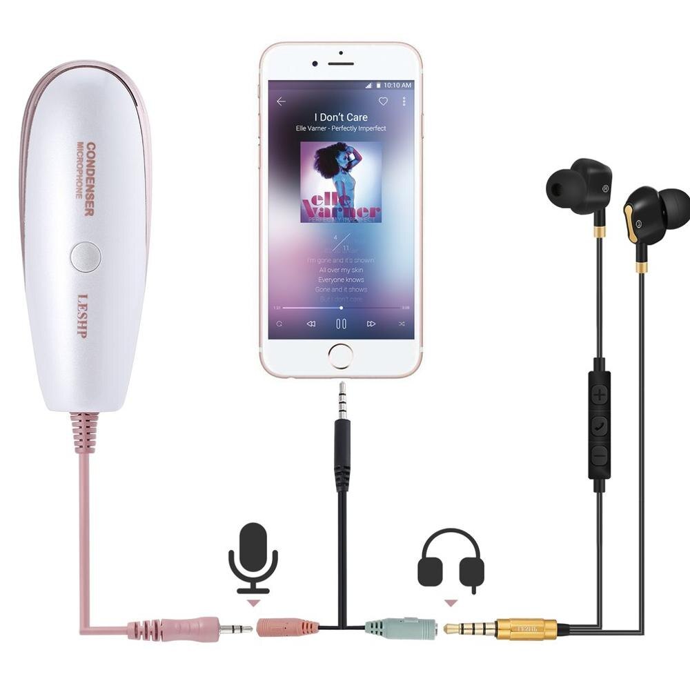 3.5mm Condenser Microphone Adjustable Streamline Studio Recording with Headphone Splitter for Video Chatting Singing