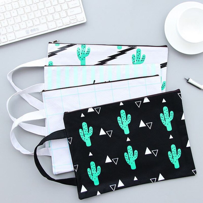 Coloffice 1 PC Cactus maille fichier pochette toile A4 fichier sac Documents classement produits avec fermeture éclair papeterie bureau étudiant