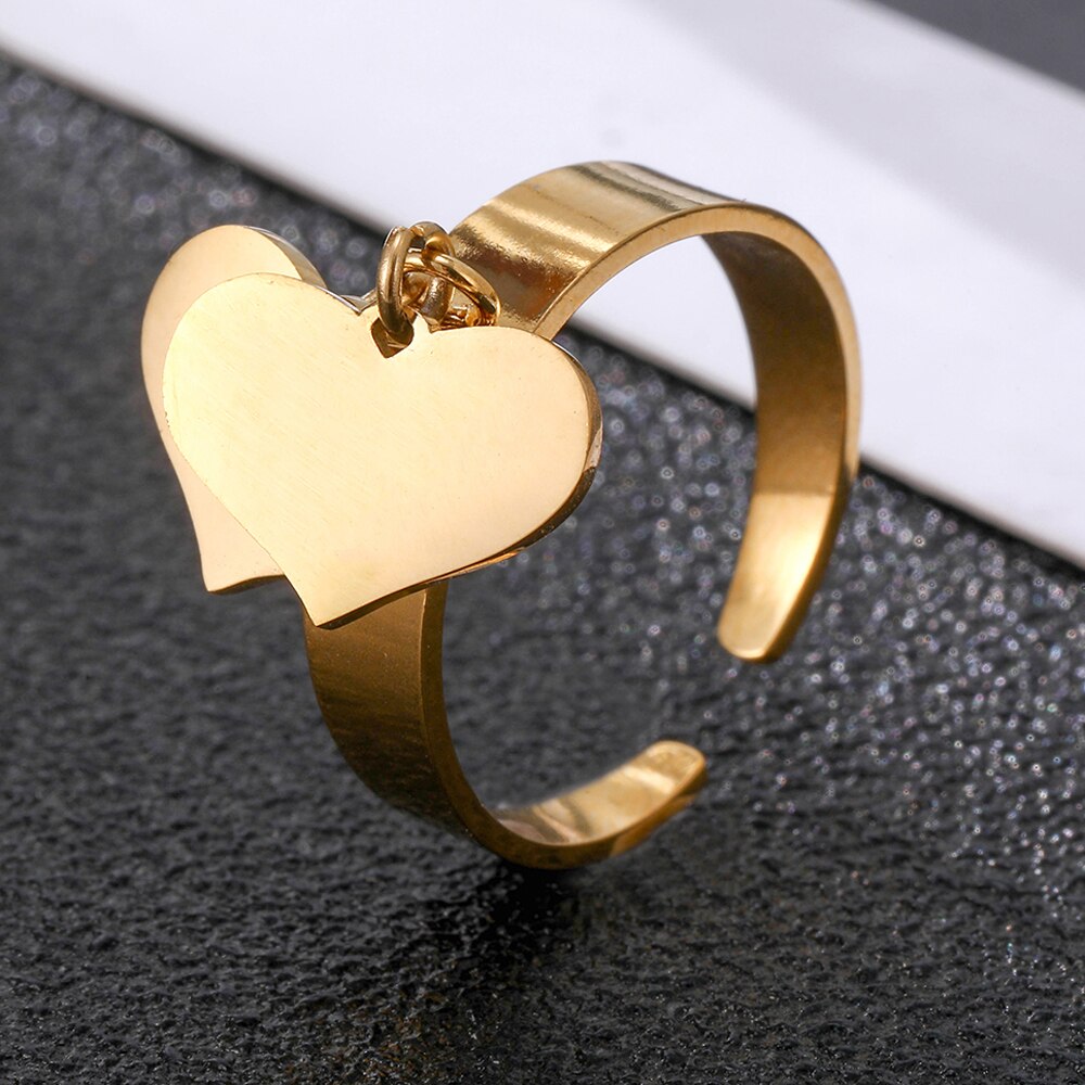 Nieuwkomers Dubbel Hart Liefde Rvs Ringen Goud Zilveren Bruiloft Engagement Charm Ringen Sieraden Party