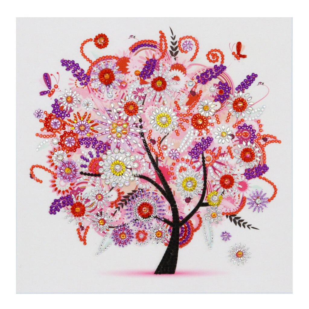 5D diamond painting four seasons tree landscape special diamond embroidery painting mosaic DIY stickers handmade cross stitch: Pink purple