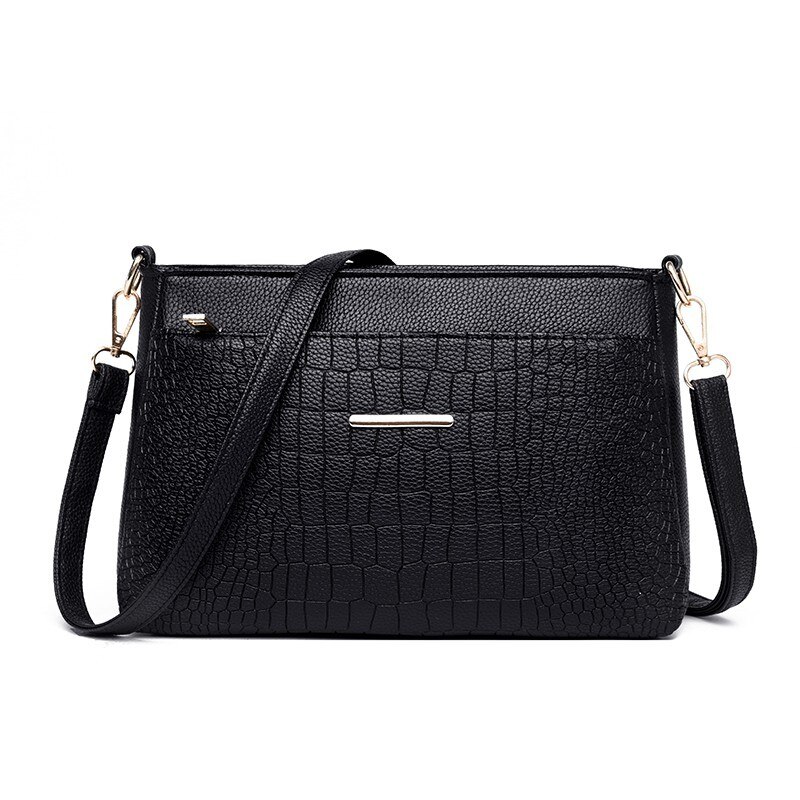 2019 Mulheres Messenger Sacos Sac A Principal bolsa de Couro Bolsa de Ombro Fêmea Do Vintage Sacos Crossbody Para Mulheres Bolsas De Grife De Luxo Novo: black 