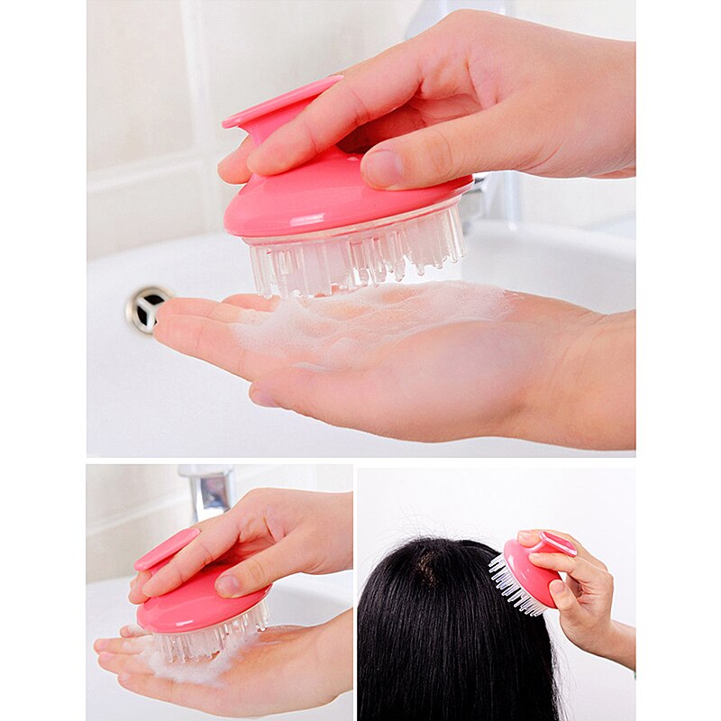 1pc cabeça portátil massageador escova de cabelo do couro cabeludo shampoo magia lavar pente aliviar o estresse pente de cabelo escova cabeça do couro cabeludo massageador cuidados com o cabelo: Vermelho