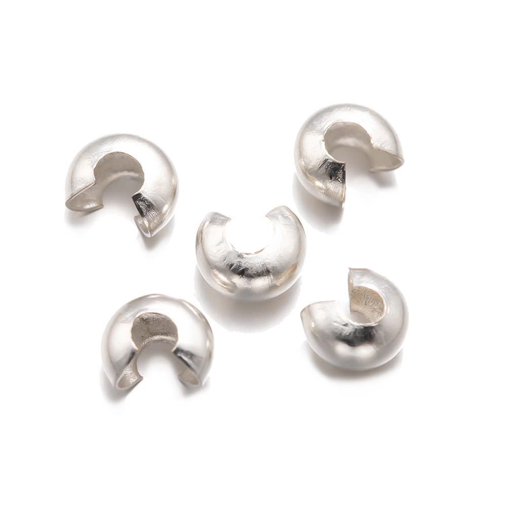 300 Stuks Krimp Kraal Covers Half Ronde Open Knoop Einde Tip Voor Diy Armband Ketting Sieraden Ambacht Levert Materiële Bevindingen: M / WHITE