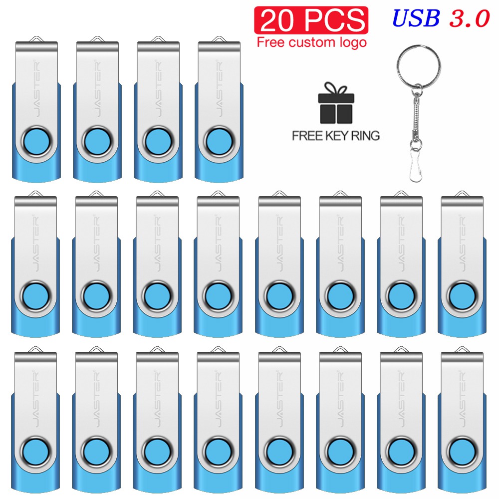USB3.0 20 PCS Lot USB 3.0 Flash Drive 128GB Free Custom Logo Memory Stick 64GB Key Chain Pen Drive 32GB Colorful Pendrive U Disk: SKY BLUE / 8 GB