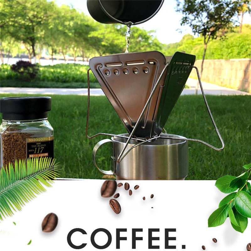 Outdoor Draagbare Vouwen Koffie Druppelen Rek Rvs Opvouwbare Rvs Koffie Filter Voor Camping