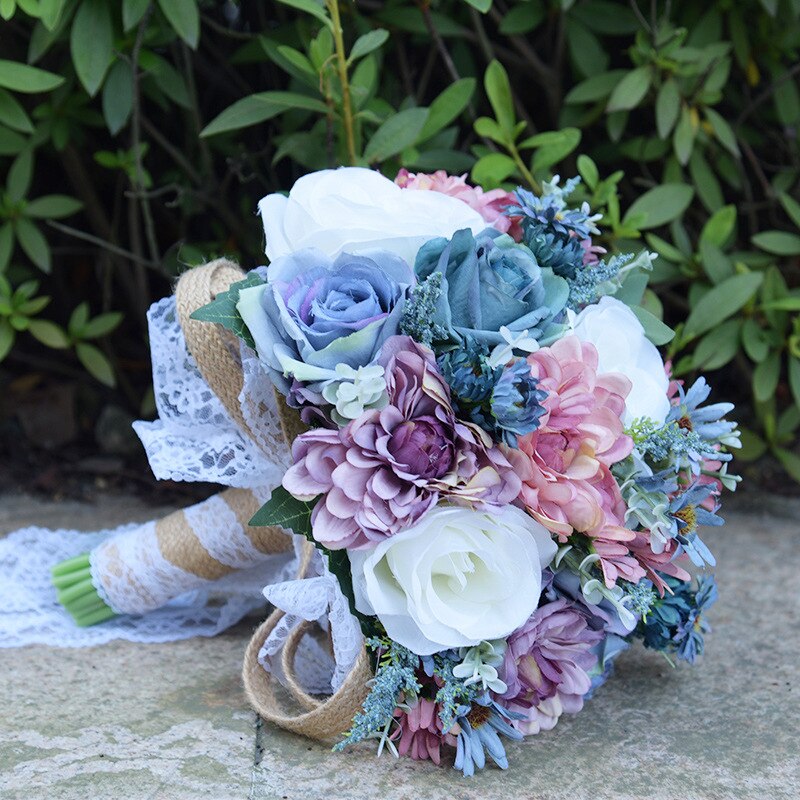 Kyunovia Jahrgang Wilden Blumen Rose Gerbera Hochzeit Strauß Braut Strauß Strauß de mariage braut blume Strauß GC8