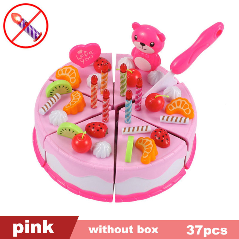 QWZ NUOVI Bambini Da Cucina Giochi Di Imitazione Giocattoli di Taglio Frutta Verdura Cibo In Miniatura Gioco Fare Casa Education Regalo Del Giocattolo Per I Bambini della ragazza: 37pcs pink