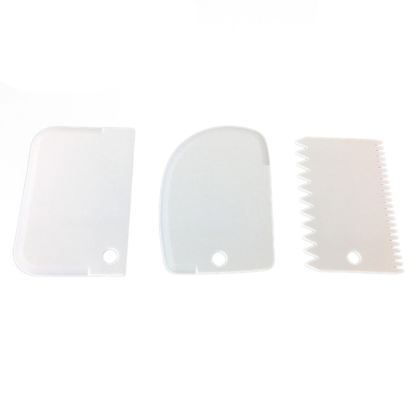 Cake Schraper Drie Delige Set Pp Plastic Schraper Bakken Diy Gereedschap Groen Schraper Drie Delige Set: WHITE