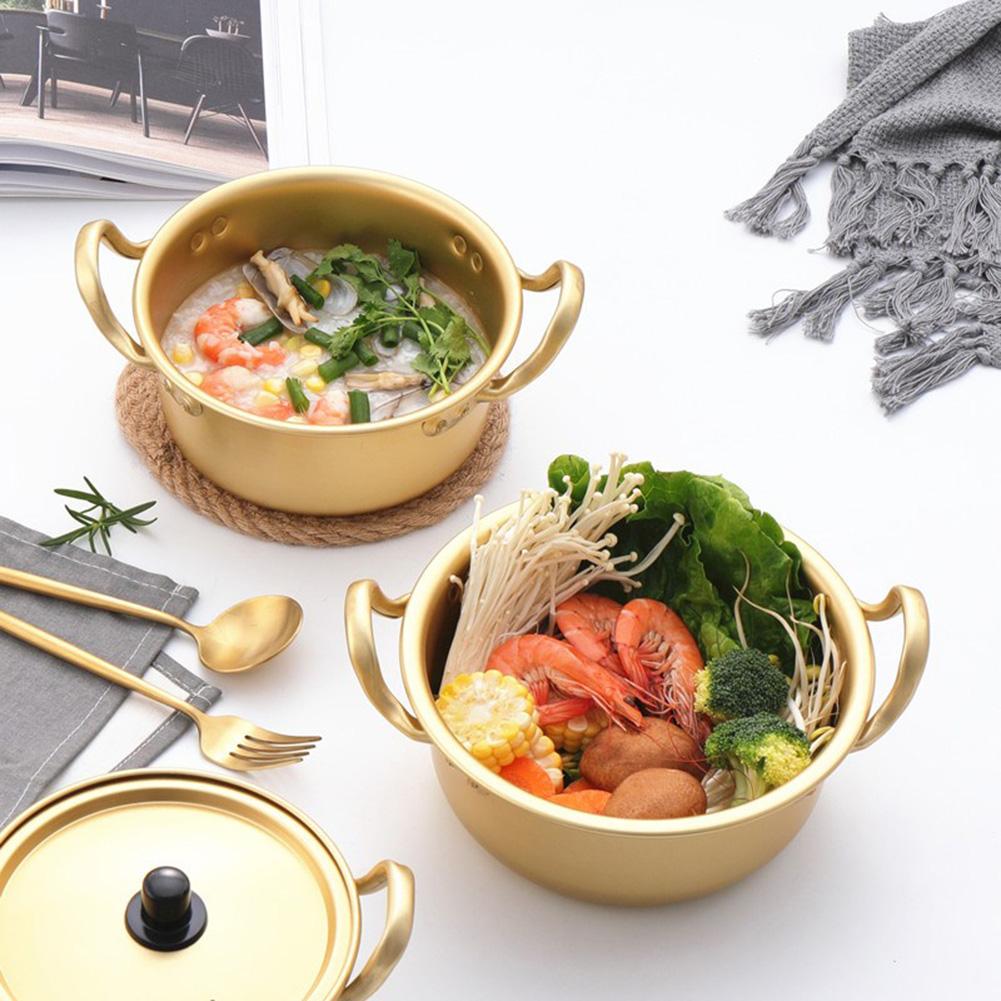 Aluminium pot korean ramen nudler pot gul aluminium suppe pot med oxideret belægning hurtig opvarmning køling til køkken #cw