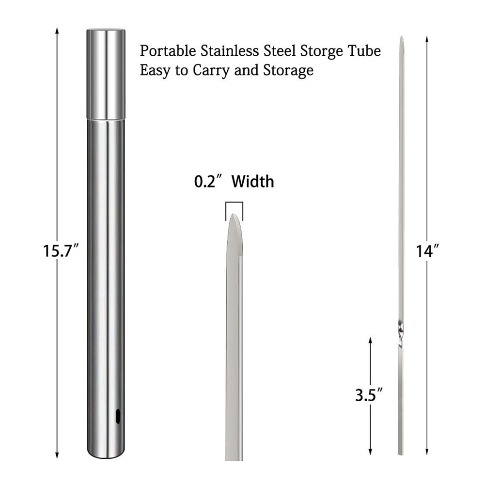 Palitos de barbacoa de acero inoxidable, pincho para acampar, Picnic, carne, Kebab, agujas para barbacoa, soportes de comida, brochetas de , 30 piezas