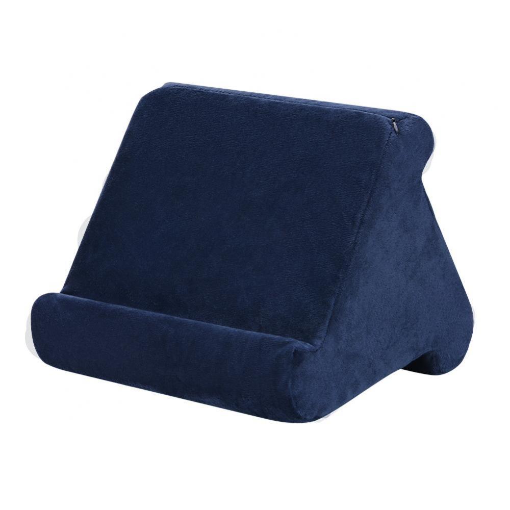 Tre-vinkel tablet læsepude stativ pude hvile støtte til ipad magasin vinkel justerbar tablet holder: Mørkeblå