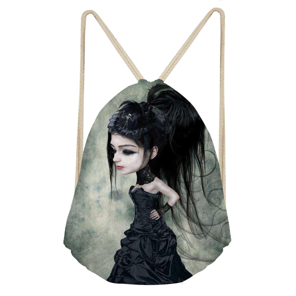 Gothic Dark Art Koord Tassen Voor Vrouwen Meisjes Trekkoord Rugzak Rugzak Black Travel Opslag Pouch Mochila Bundel Zak