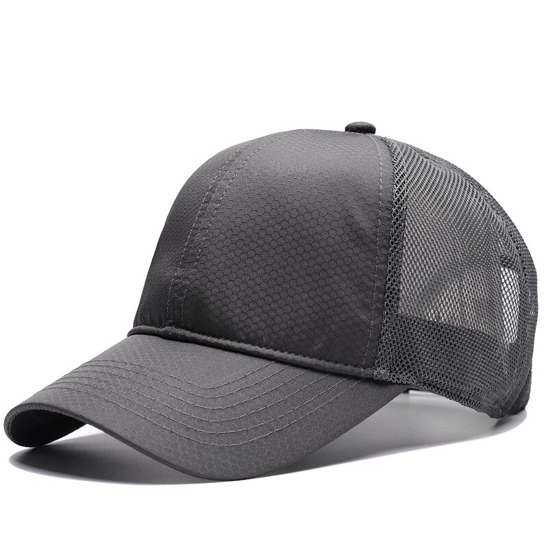 Male Large Size Peak Cap Men Summmer Mesh Truker Hats Big Bone Man Dry Quickly Cool Baseball Caps M 55-60cm L 60-65cm: Mesh Grey / 55-60cm