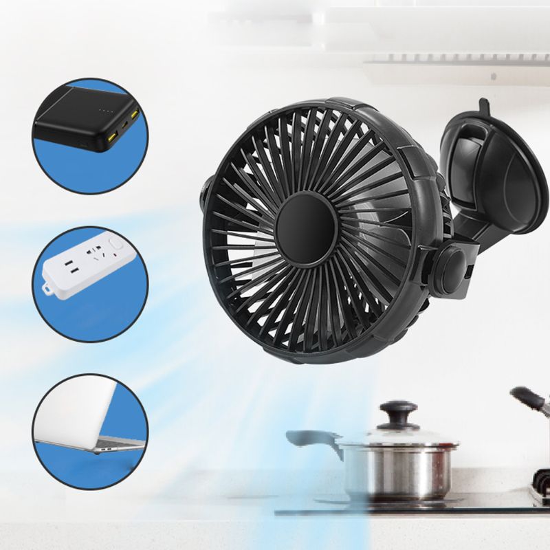 Ventosa 3 velocidades 2000mAh USB con batería recargable ventilador de pared de cocina ventilador Personal para el hogar coche camión Oficina