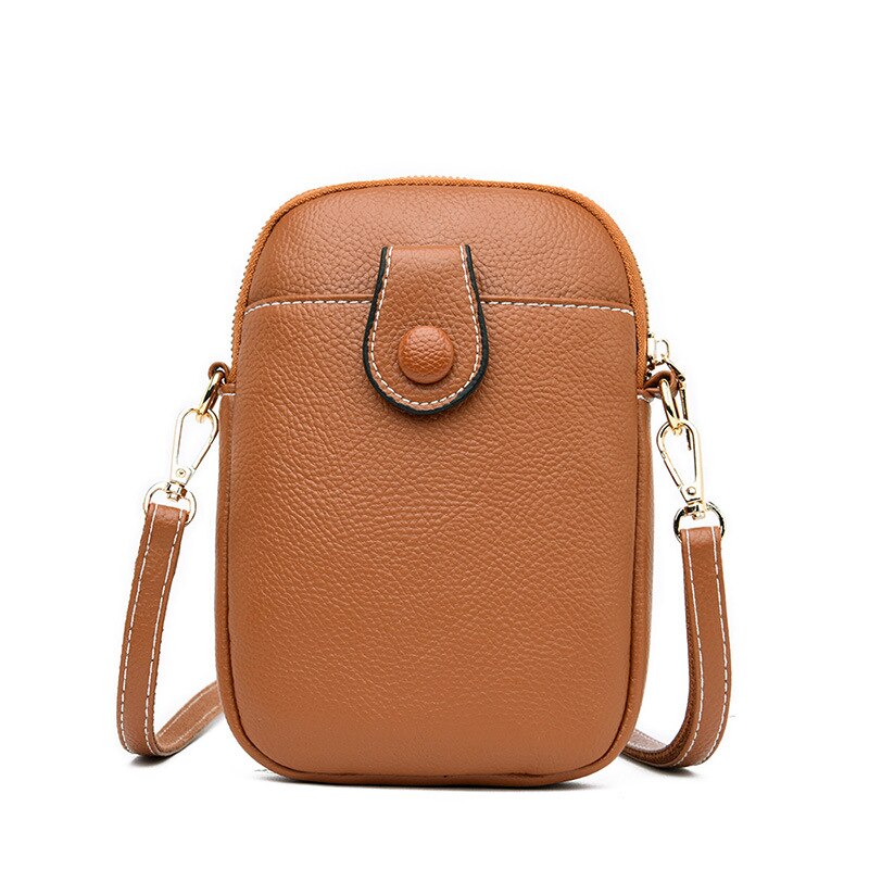 Mini Shoulder Bag Women PU Leather Crossbody Bag Mobile Phone Purse Wild Small Square Bag Travel Multifunction Handbag sac main: brown