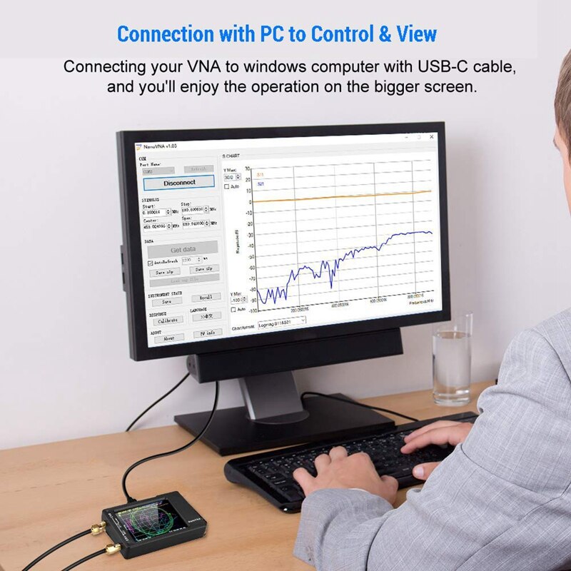 Vector Network Analyzer 10KHz -1.5GHz HF VHF UHF Antenna Analyzer,2.8 Inch Contact Sn,Measuring S Parameters, Voltage Standi