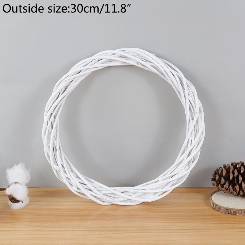 Support de cerceau en rotin blanc 35/25/20cm, pour artisanat, noël, mariage, pâques, couronne de fleurs florales, bricolage, support de cadre de fleurs séchées: 35 cm