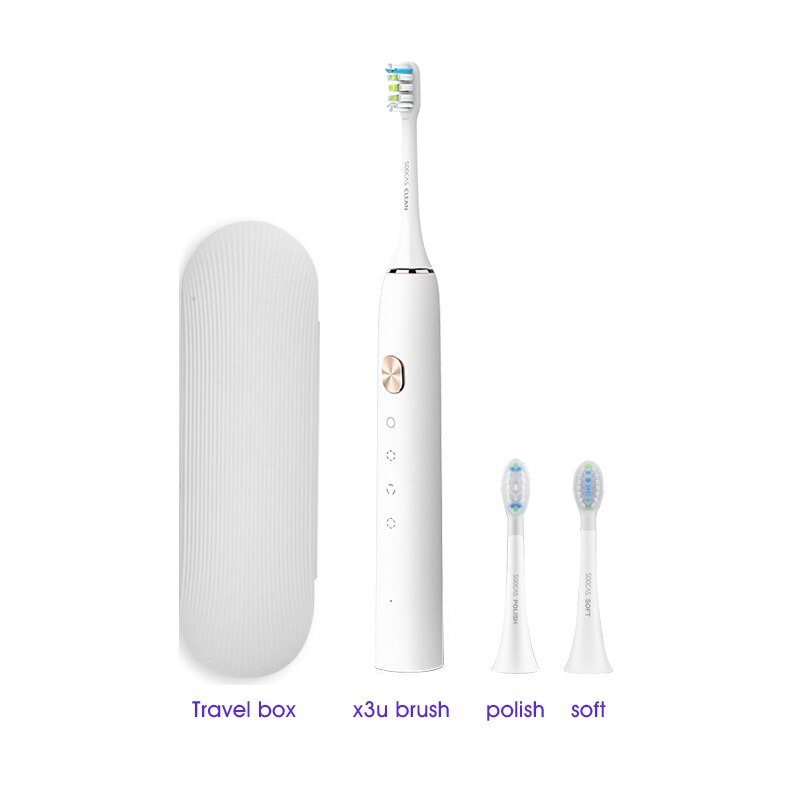 Soocas  x3u sonic elektrisk tandbørste ultralyd automatisk opgraderet hurtigt ladbar voksen vandtæt tandbørste: X3u hvide standard