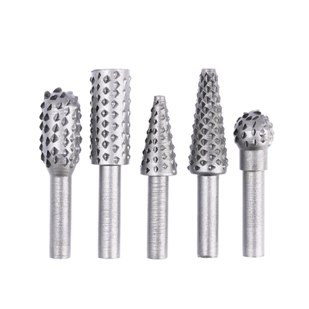 5 Pcs Rotary Craft Files 1/4" Shank Rotary Rasp File Rasp Burrs Wood Bits Grinding Woodworking Hand Tool: B
