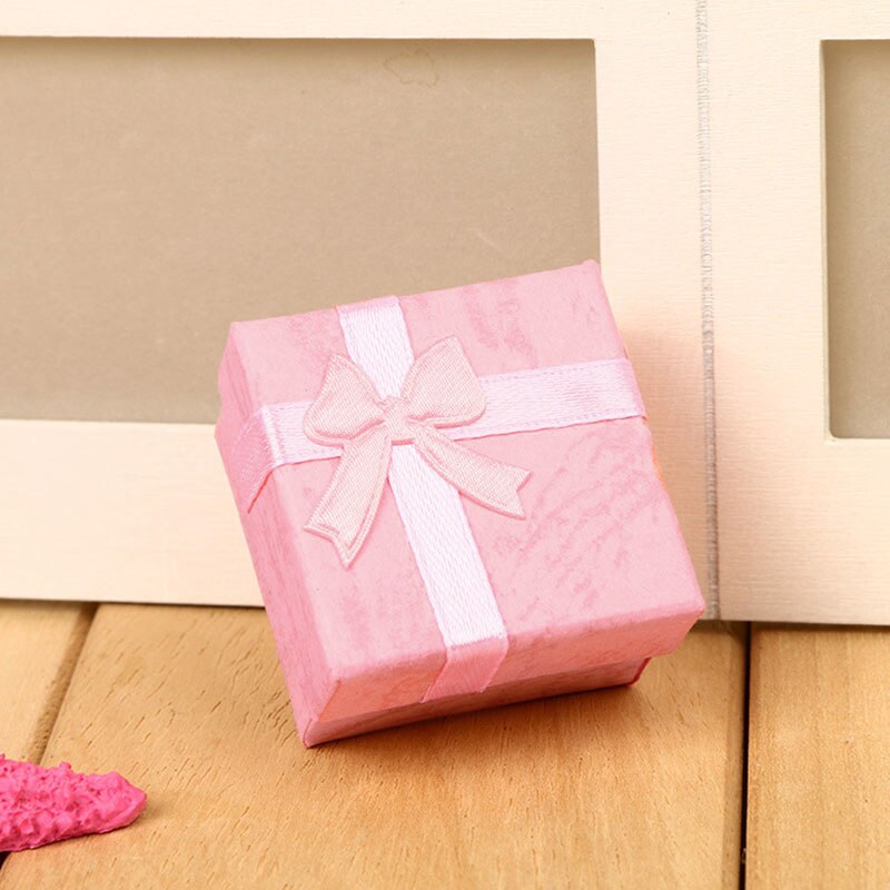 8 Styles Ring Stud Earrings Necklaces Set Bow Jewelry Box Packaging Women Box For Jewelry Women Men sieraden doos: pink 4x4cm