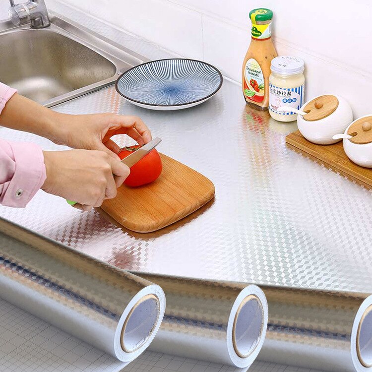 Household Waterproof Cabinets Stickers 0.6m*3/5m Kitchen Oilproof Sticker Table Cover Mat Sticker Self-adhesive Drawer Wallpaper