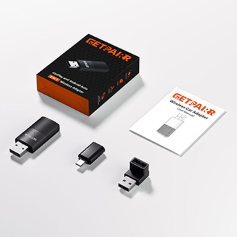 Getpairr A1 Bedraad naar Draadloos CarPlay en Android Auto Mini Adapter 2in1 Dongle voor 99% van Originele Bedrade Carplay/Auto Cars: Default Title