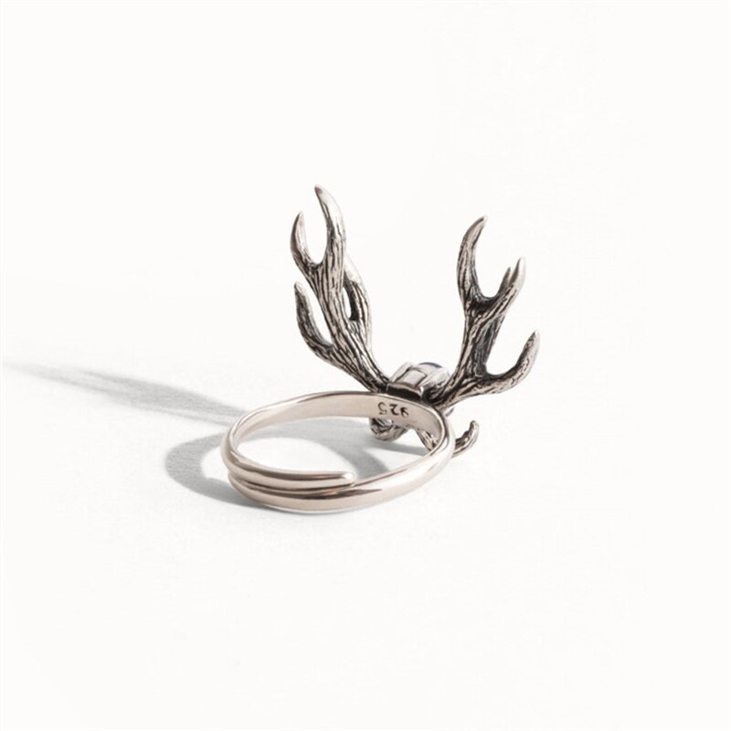 Vintage Stijl Delicate Gewei Open Ring Charm Dames Ingelegd Maansteen Verstelbare Ring Wedding Party Anniversary Sieraden