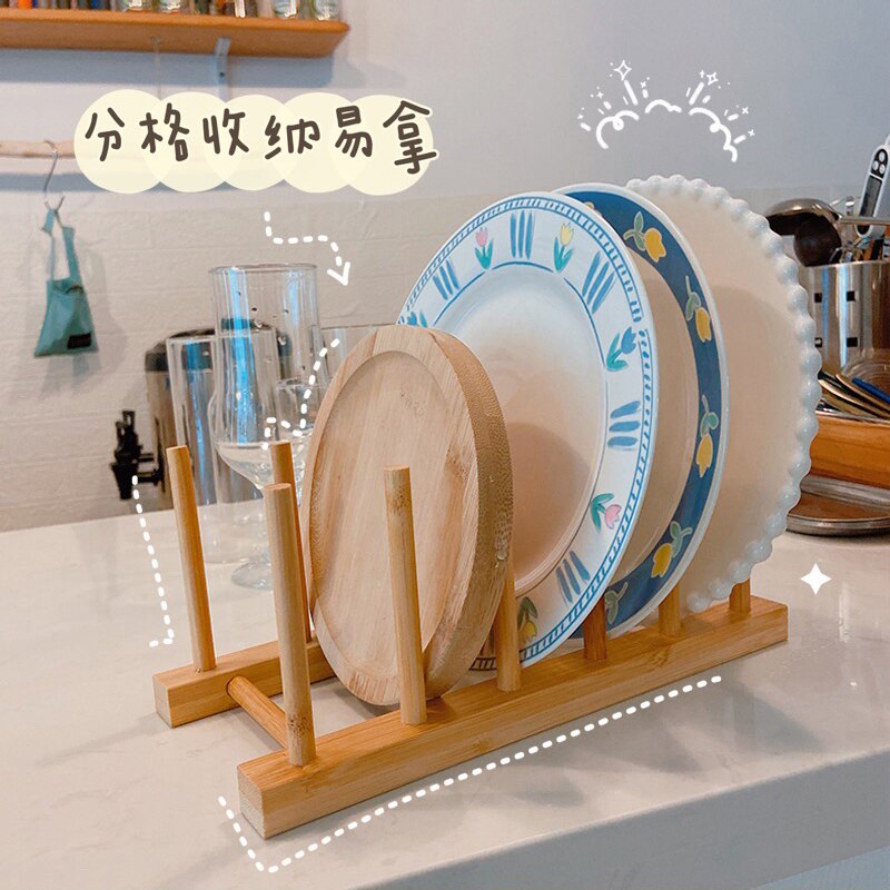 Japanese Wooden Storage Rack Retro Kitchen Storage Water Cups and Dishes Drain Rack Holding Solid Wood Shelves for Plate Racks