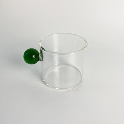 2-6PCS 110ml Espresso Cups Small Cups Home Glass Ball Handle Coffee Cup Tea Water Cup Saucer Steak Juice Bucket Table Decor: Green handle / 110ML 4PCS