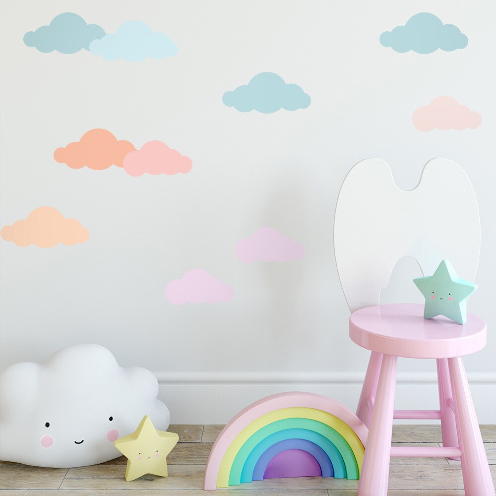 Cute Cartoon Decal Rainy Cloud Tree Wall Stickers Peel Stick Window Glass Wallpaper Vinyl Decal Baby Girl Bedroom Decor Fun Life