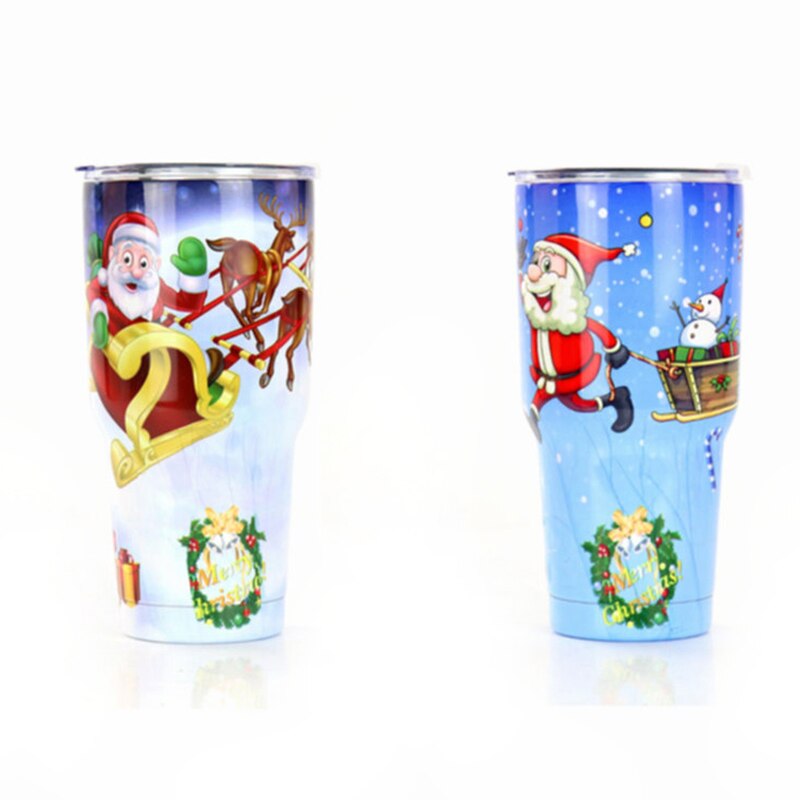 Kerst Watter Battle Ijs Bier Mok 30Oz Vacuüm Koude Roestvrij Staal Auto Cup Huishoudelijke Leuke Kerst Cadeau Cup servies