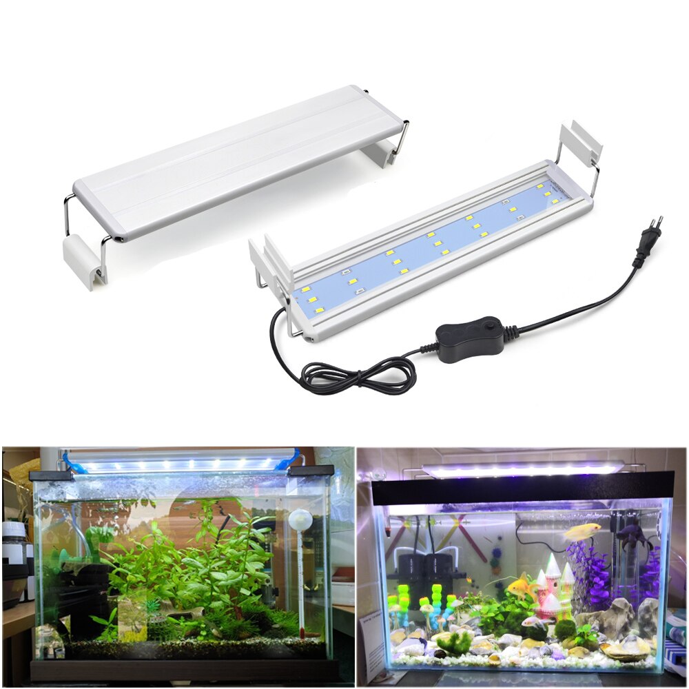 Aquarium Licht Led Fish Tank Light Aquaria Decor Led Verlichting Uitschuifbare Aquatic Plant Lamp 220V Eu Power 18-70Cm