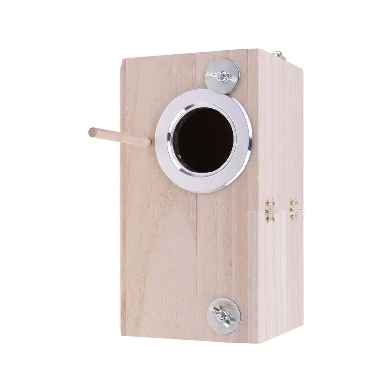 Wooden Bird Nesting Breeding Box House Parakeet Mating Case with Clear Window fo