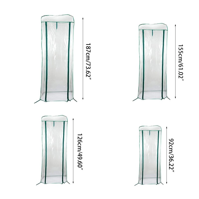 G5AB 2/3/4/5 Tier Greenhouse PVC Cover wih Roll-Up Zipper Door Plant Grow Bags Tent: 155cm(61.02in)