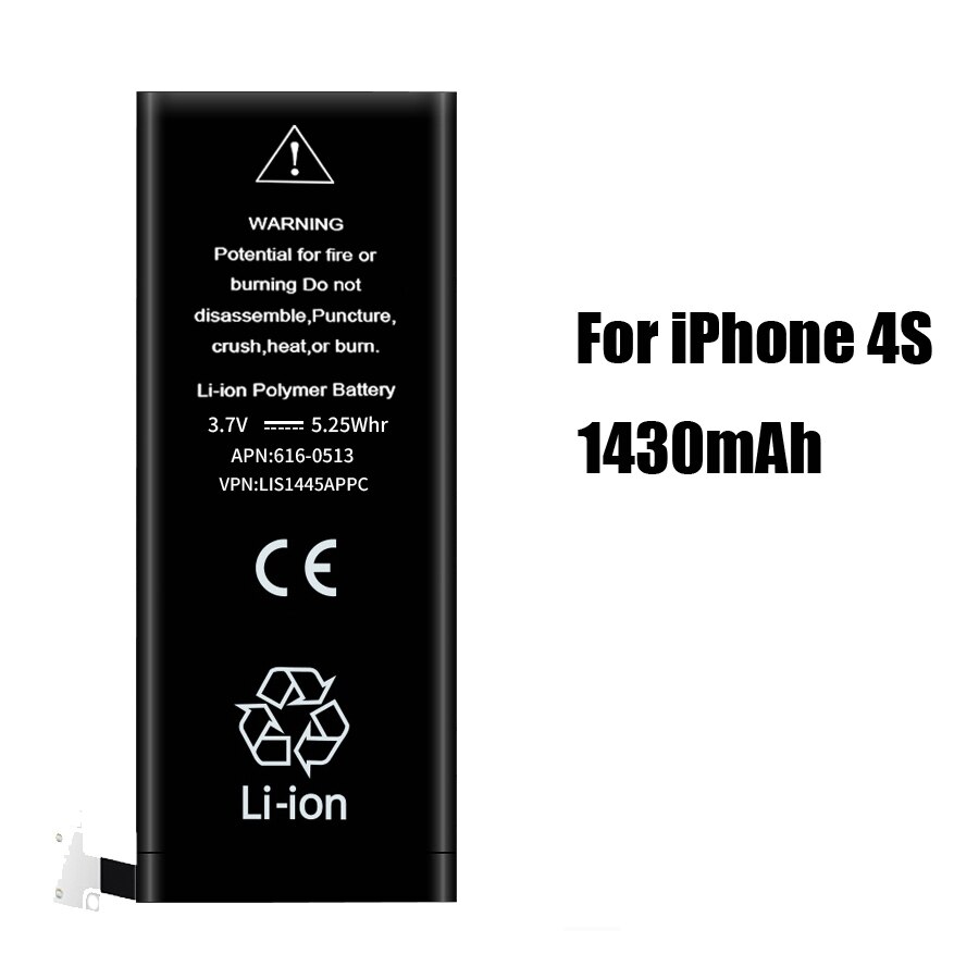 PINZHENG High Capacity Phone Battery - For iPhone 6/6S Plus, 4/4S - Replacement Battery - 0 Cycle: For i4s