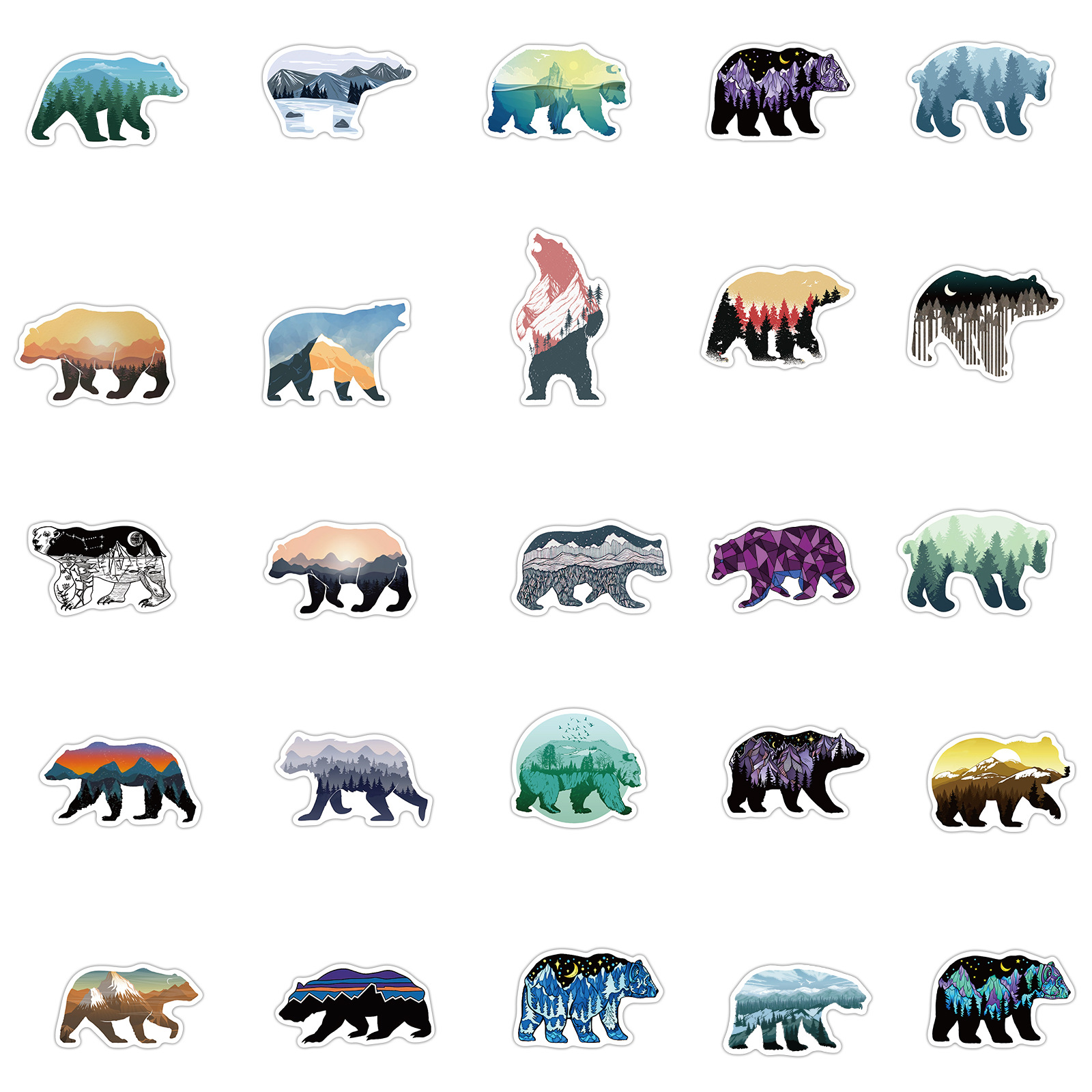 10/30/50 Stuks Mountain Top Kleur Grizzly Bear Graffiti Waterdichte Sticker Koffer Notebook Mobiele Telefoon Water Cup helmetwholesale