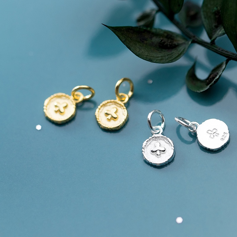 925 Sterling Silber Medaillon Blume Charms 7,5mm Kleine S925 Silber Mädchen Anhänger DIY Schmuck Zubehör