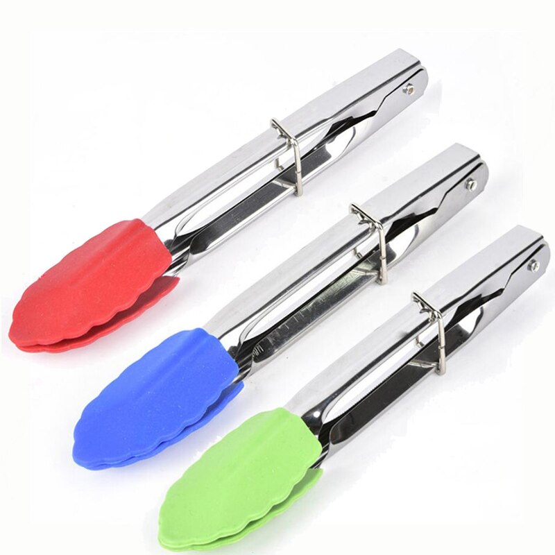 Pinzas para comida de cocina, pinzas para barbacoa, ensalada, parrilla, pinza de silicona para comida, pinza para pan, Clip para pastel de 7 pulgadas