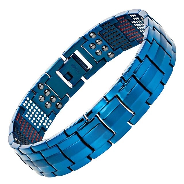 Bracelet magnétique 4 en 1 pour femmes et hommes, bijoux de , aide au sommeil, thérapie magnétique,: 4 Blue