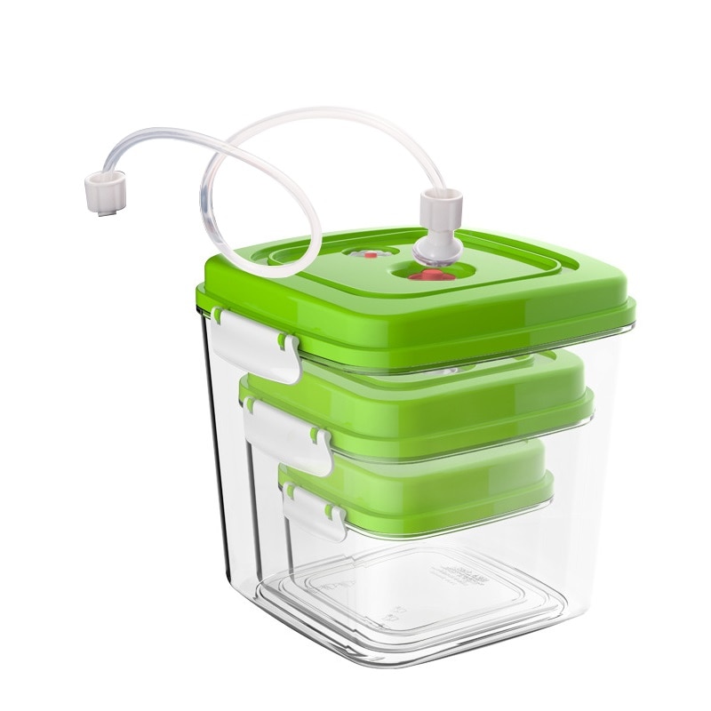 500+1400+3000ml/Set Vacuum Container Large Capacity Food Vacuum Kitchen Storage Container Square Plastic Box Vacuum Sealer Box