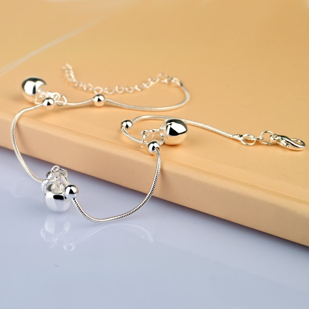 925 Sterling Silver anklets For Women Jewelry foot jewelry anklet barefoot sandals small apple Anklets