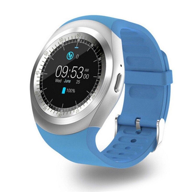 Bluetooth Y1 Smart Watch Relogio Android SmartWatch Phone Call GSM Sim Remote Camera Information Display Sports Pedometer: Blue