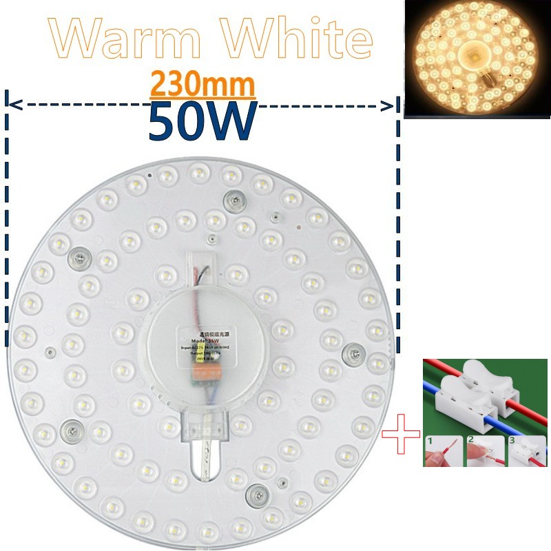 PANEL circular de luz LED SMD, tablero de lámpara circular de techo, 50W, 36W, 24W, 18W, 12W, CA 220V, 230V, 240V: Blanco frío