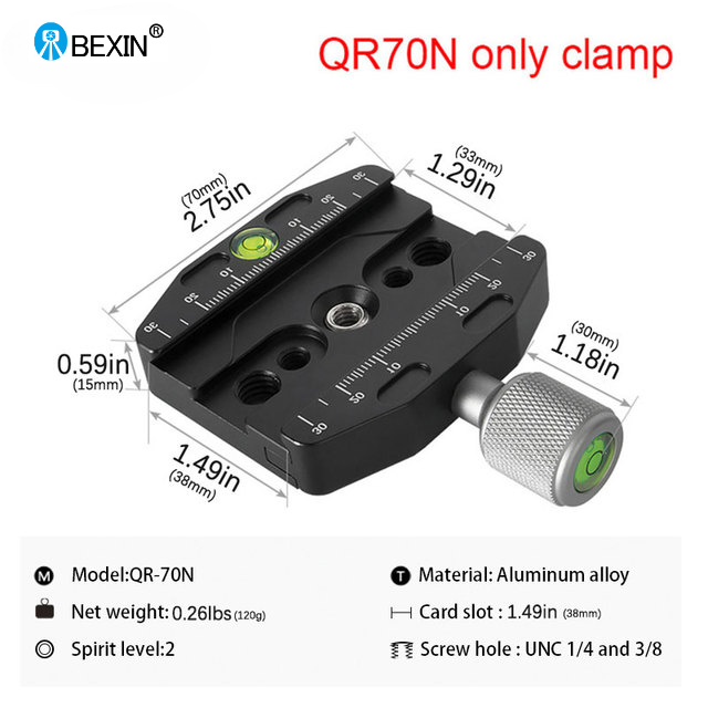 BEXIN-abrazadera para cámara serie, Base adaptadora de montaje con cabezal de bola para trípode, abrazadera de placa de Clip de liberación rápida para cabezal de bola de cámara Arca Swiss Dslr: Azul
