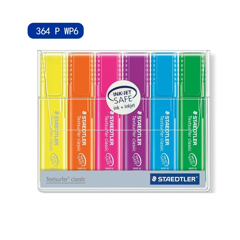 Staedtler Textsurfer Klassieke 4/6/8Pcs Highlighter Pennen Set 364 P WP8, inkt Jet Safe1-5mm Marker Liner Papier Fax Tekening A6110: 364 P WP6