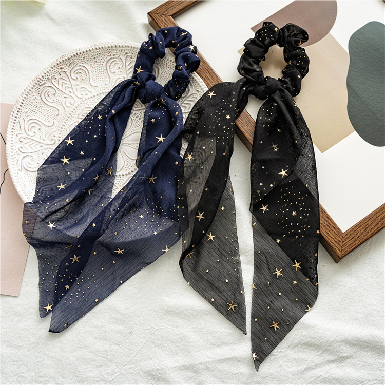 Gomas elásticas para el pelo para mujer, lazos con estampado de , lazos para el pelo de seda de estrella, de lazo de cola de caballo, accesorios para el cabello que combinan con todo
