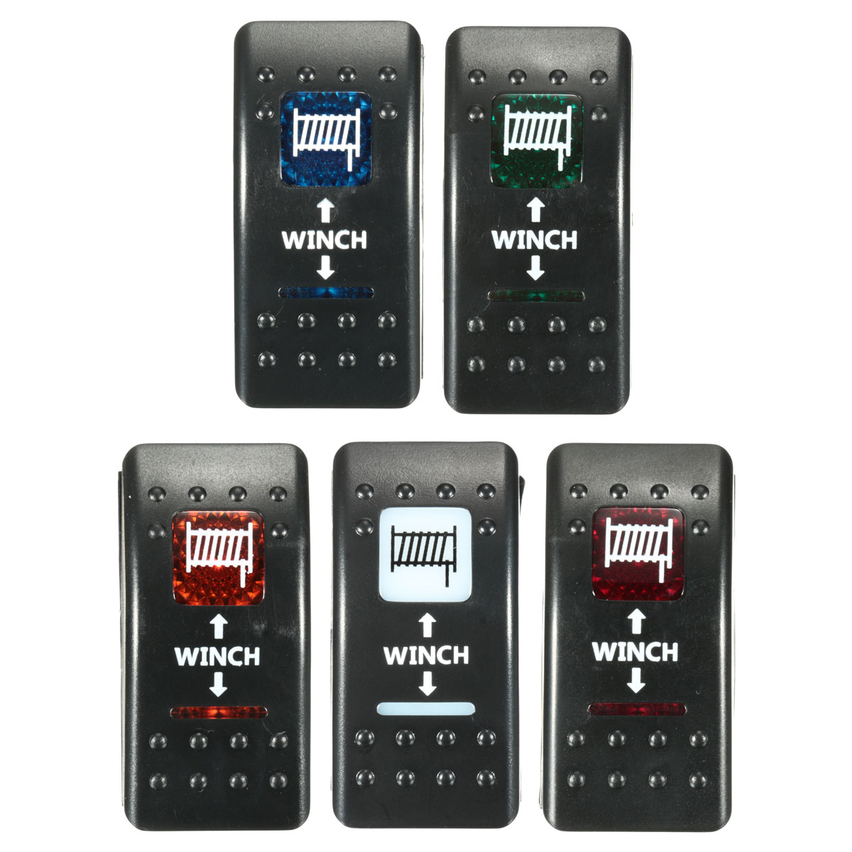 12V 24V Car Boat LED Rocker Switch Winch In Winch Out Dual LED Light Blue Red Orange Green White 7pins